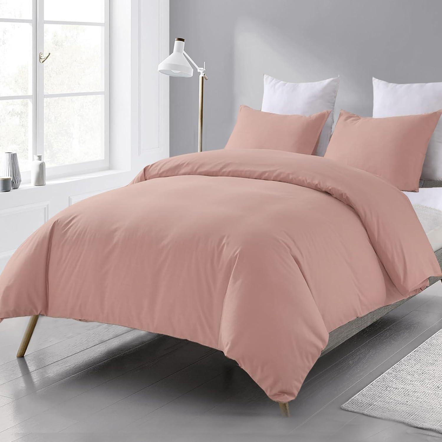 Bettwäsche 200x200 Rosa Mikrofaser 3 teilig mit Reißverschluss