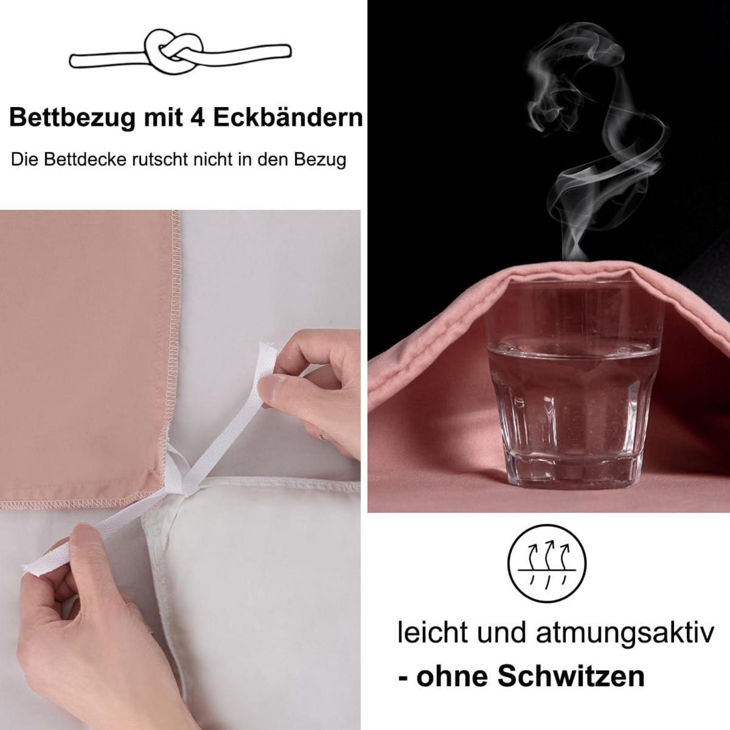 Beqnat Bettwäsche 200x200 Rosa Mikrofaser Weich 2er Set