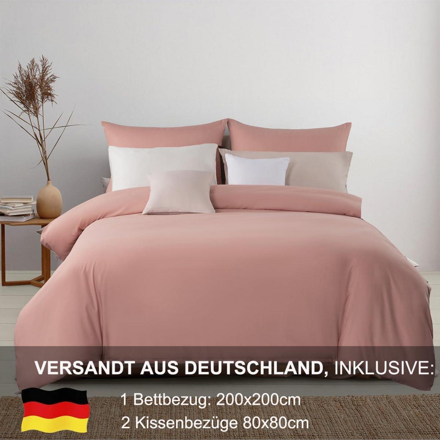 Bettwäsche 200x200 Rosa - Weiches Bettwäsche-Set Mikrofaser
