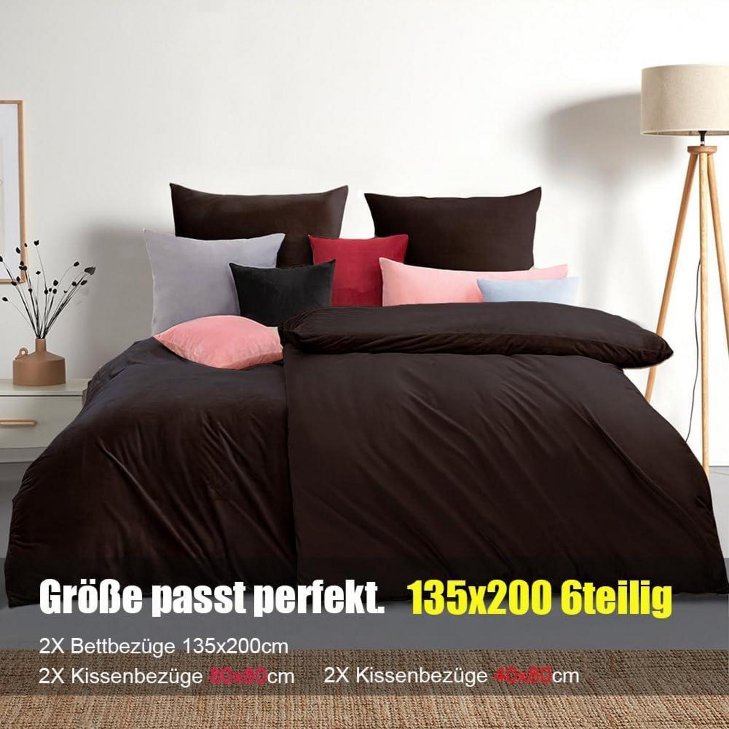 Soifox Bettwäsche Braun 135x200 6-teilig Mikrofaser