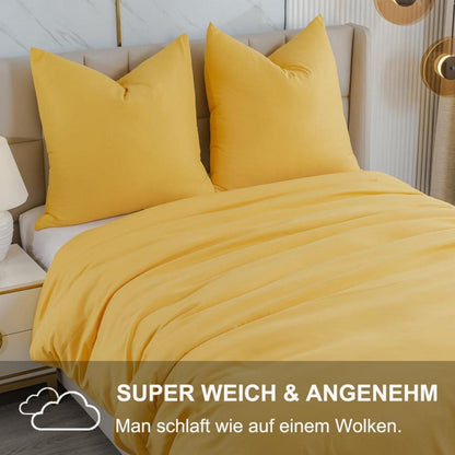 Bettwäsche Set 135x200 Gelb Gold 4-teilig Weich Mikrofaser