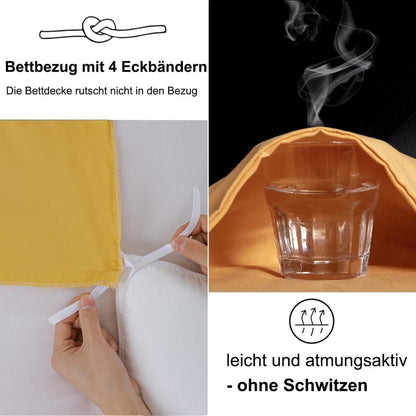 Bettwäsche 135x200 Gelb Gold 4tlg Mikrofaser Reißverschluss