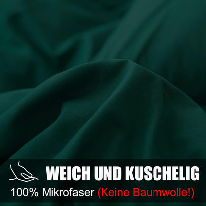 Grüne Bettwäsche 155x220 Mikrofaser-Set mit Reißverschluss