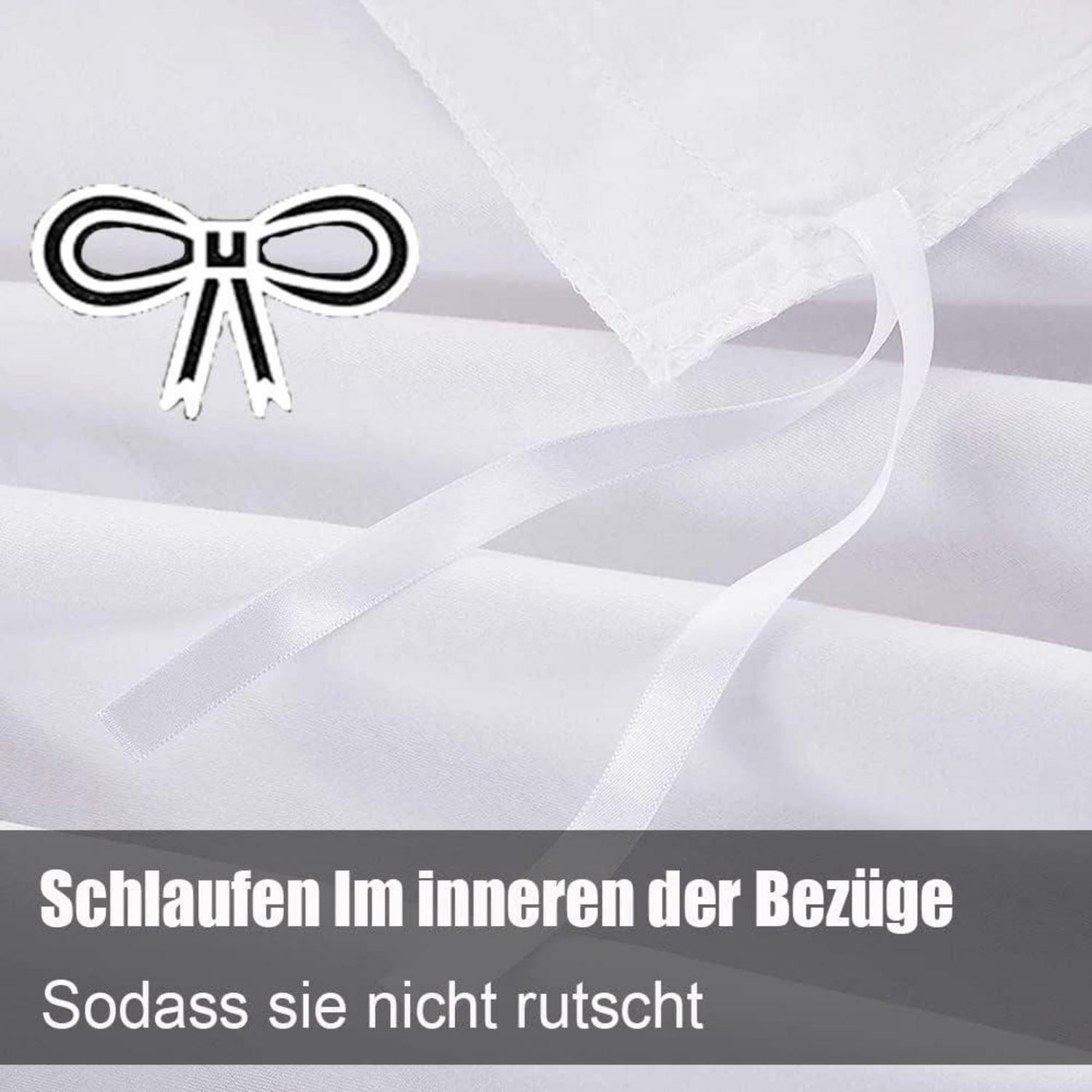 Bettwäsche Set 200x200 Weiß Mikrofaser bügelfrei inkl. 80x80 cm