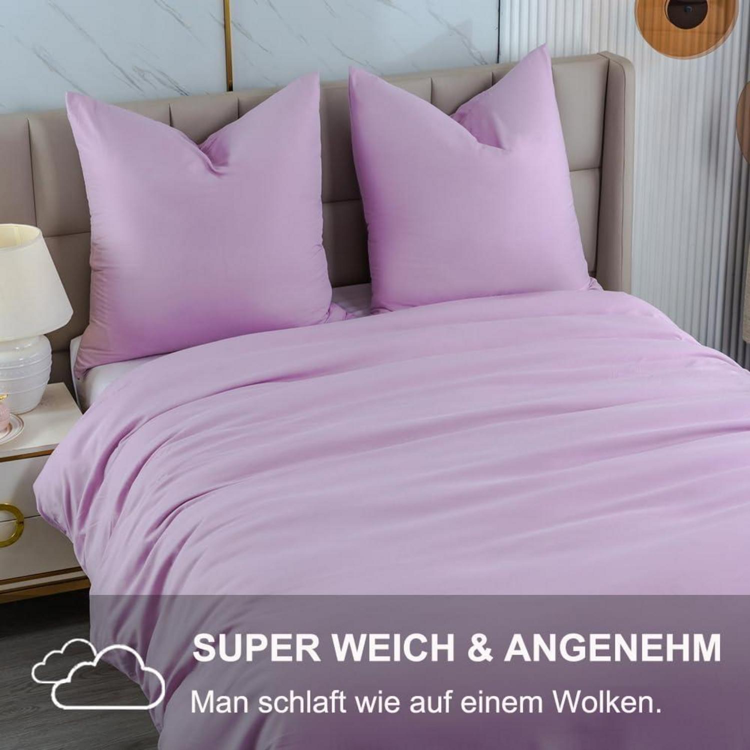 Bettwäsche Set 200x200 Lavendel Lila Mikrofaser