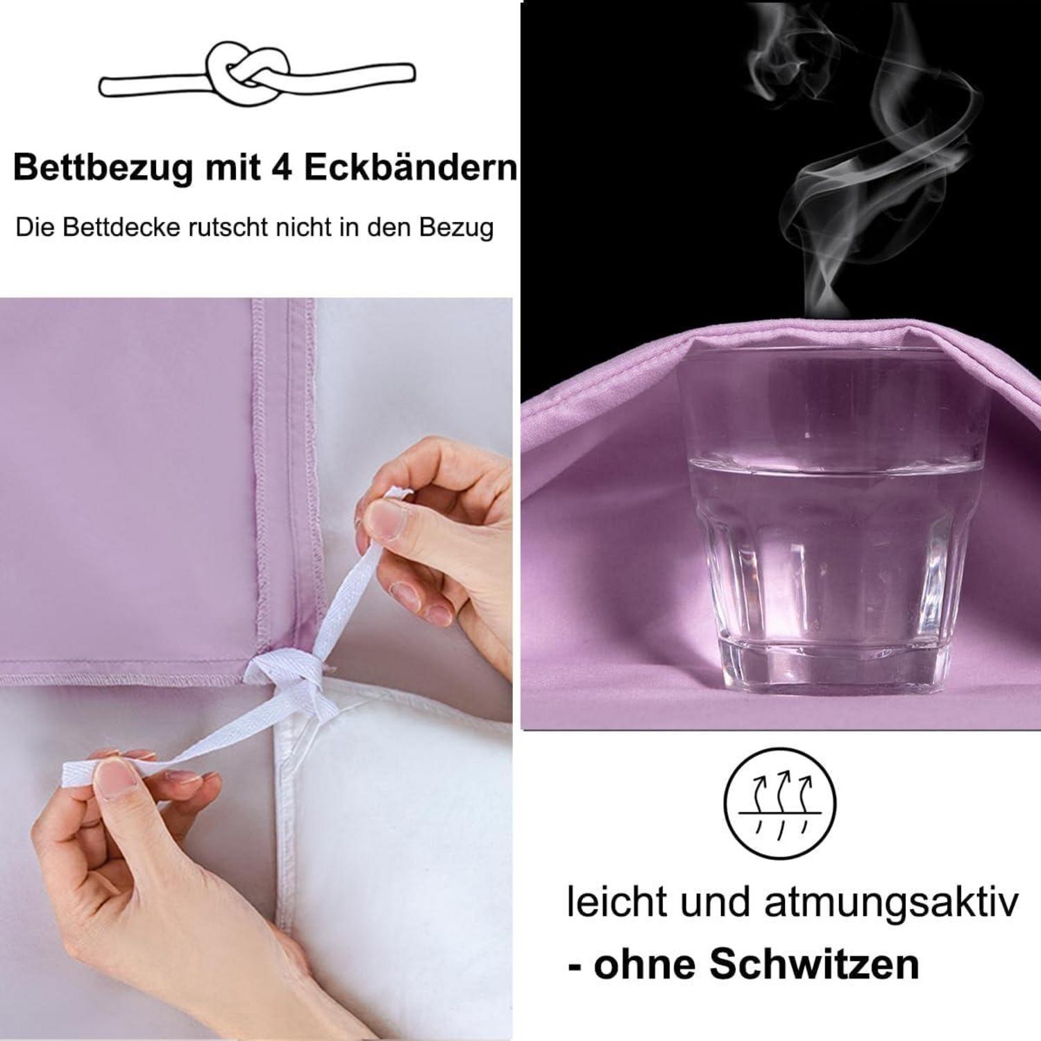 Beqnat Bettwäsche 200x200 Lavendel Lila - Weiches 2er Set Mikrofaser Bettbezug