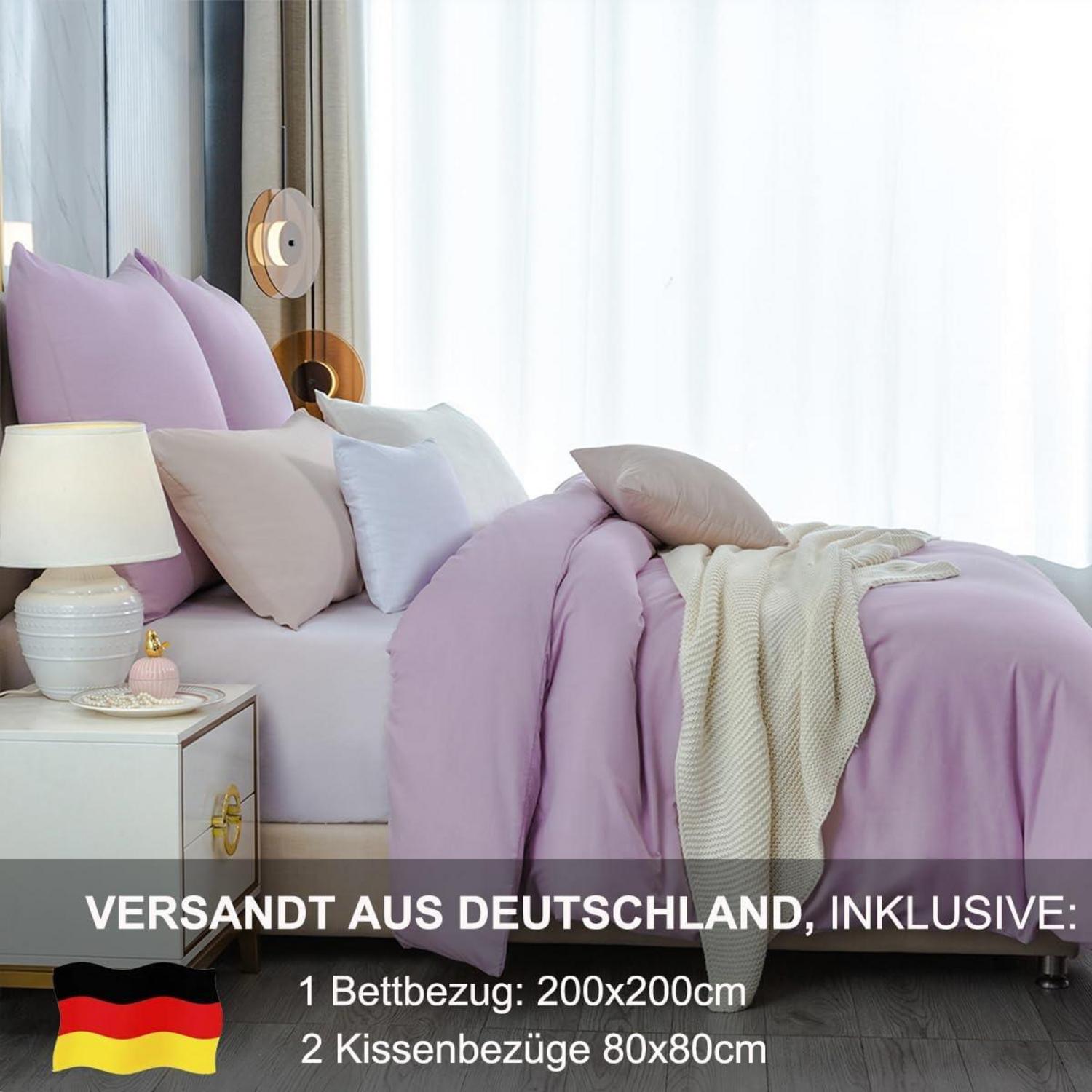 Bettwäsche 200x200 Lavendel Lila - Weiches Bettbezug Kissenbezug