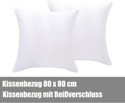Soifox Bettwäsche Set 200x220 Weiß Mikrofaser Kissenbezug 80x80cm 2er Set