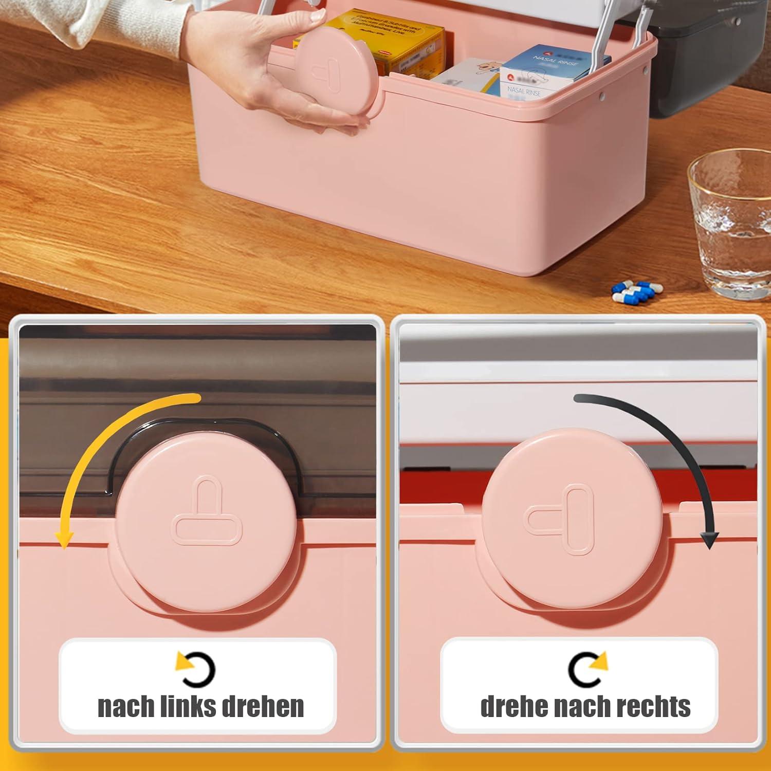 Medikamenten Aufbewahrung Medizinbox Hausapotheke Box Medizinkoffer Rosa