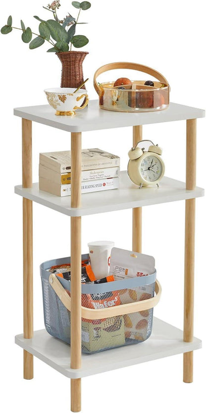Beistelltisch Nachttisch Holz 3 Ebenen Weiß Modernes Design