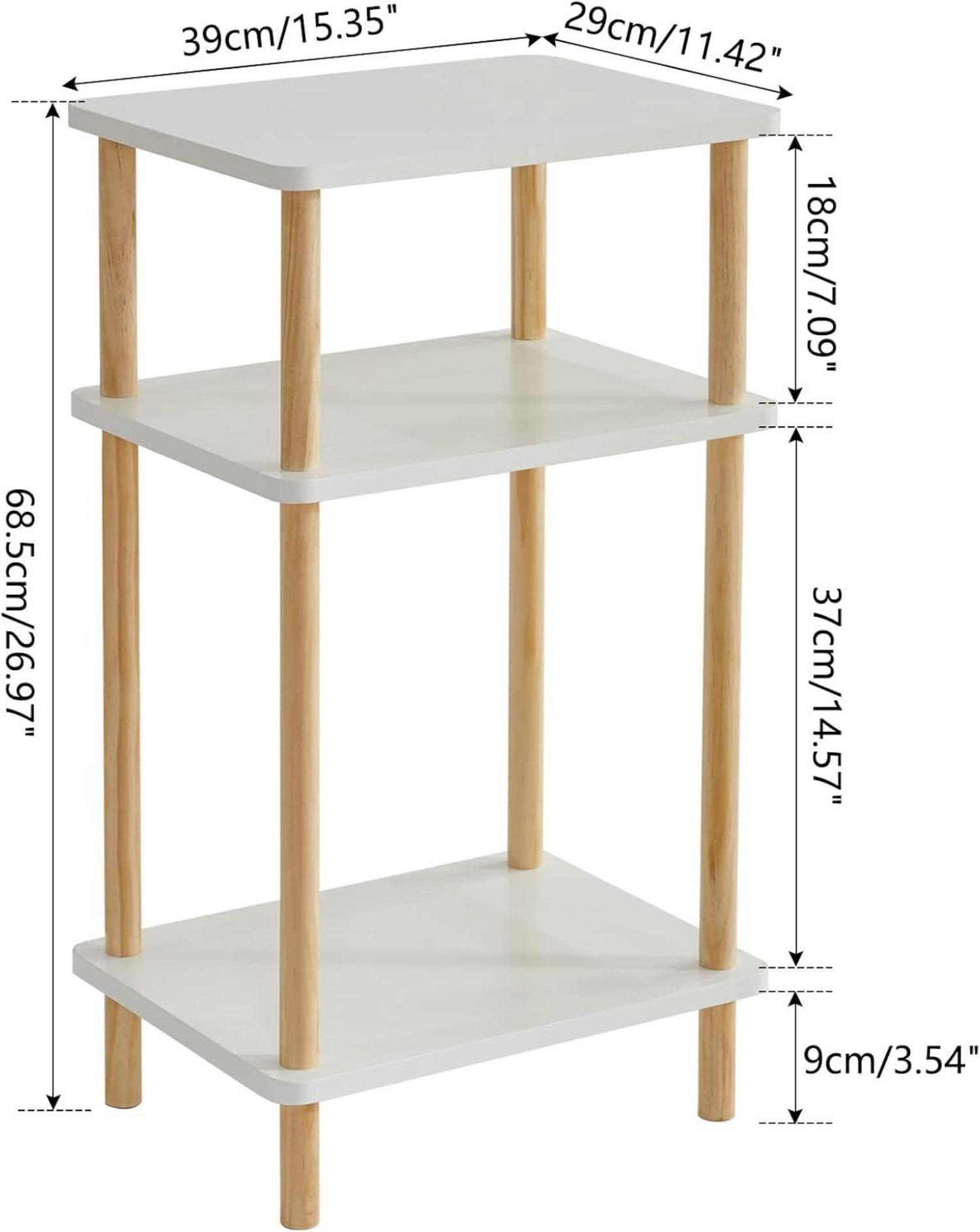 Beistelltisch Nachttisch Holz 3 Ebenen Weiß Modernes Design