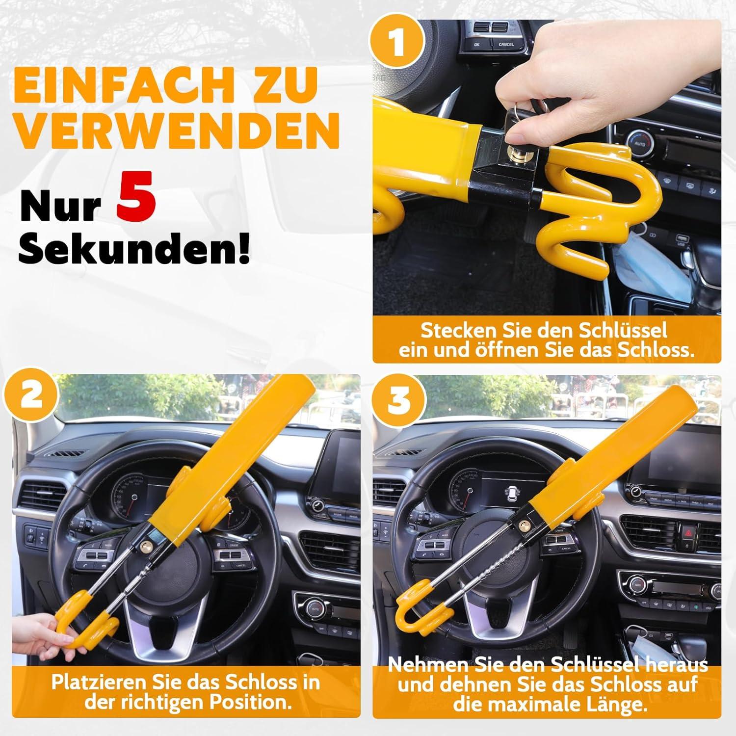 Lenkradkralle Auto Diebstahlsicherung Universelle Passform Gelb