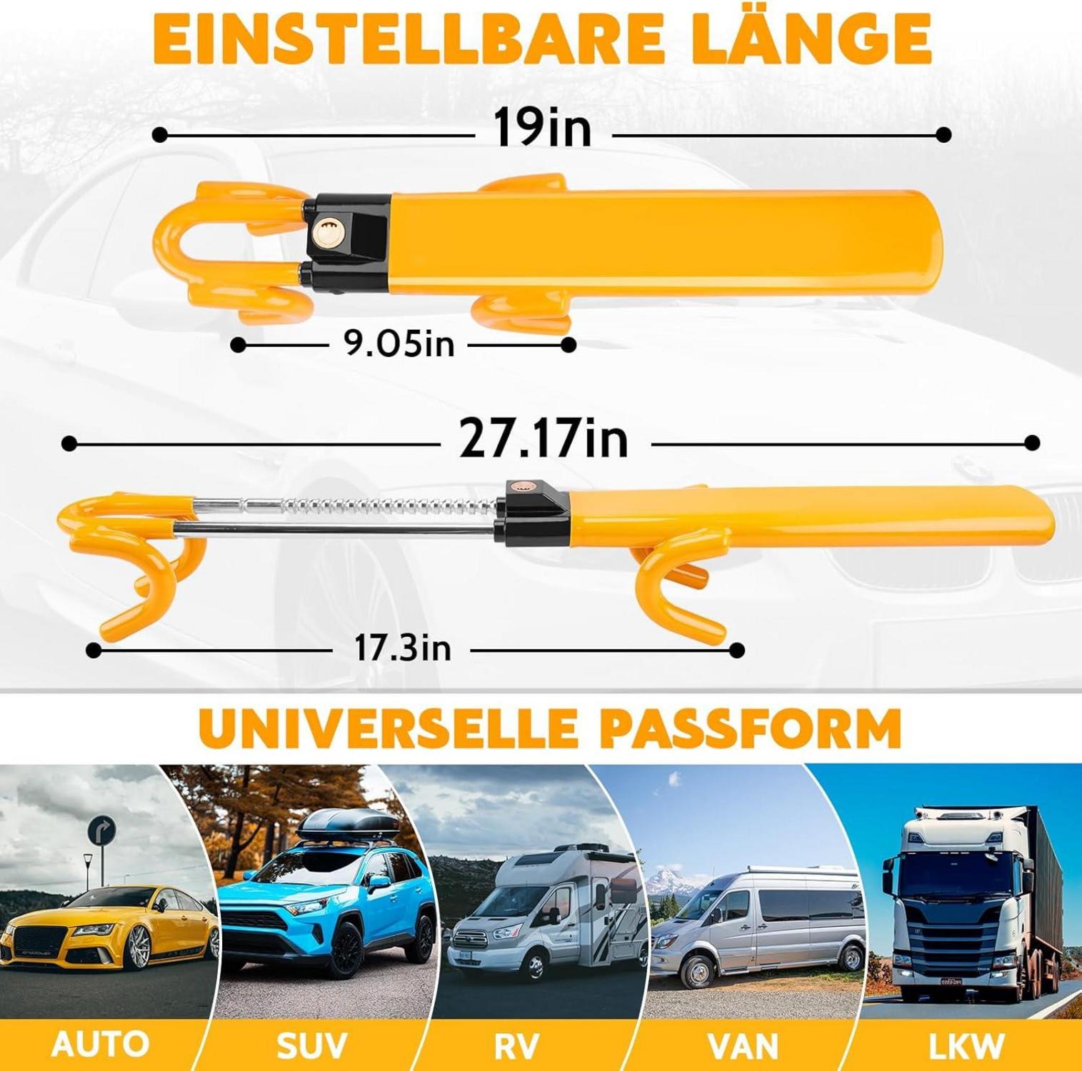Tevlaphee Lenkradkralle Diebstahlsicherung Auto Universal Gelb