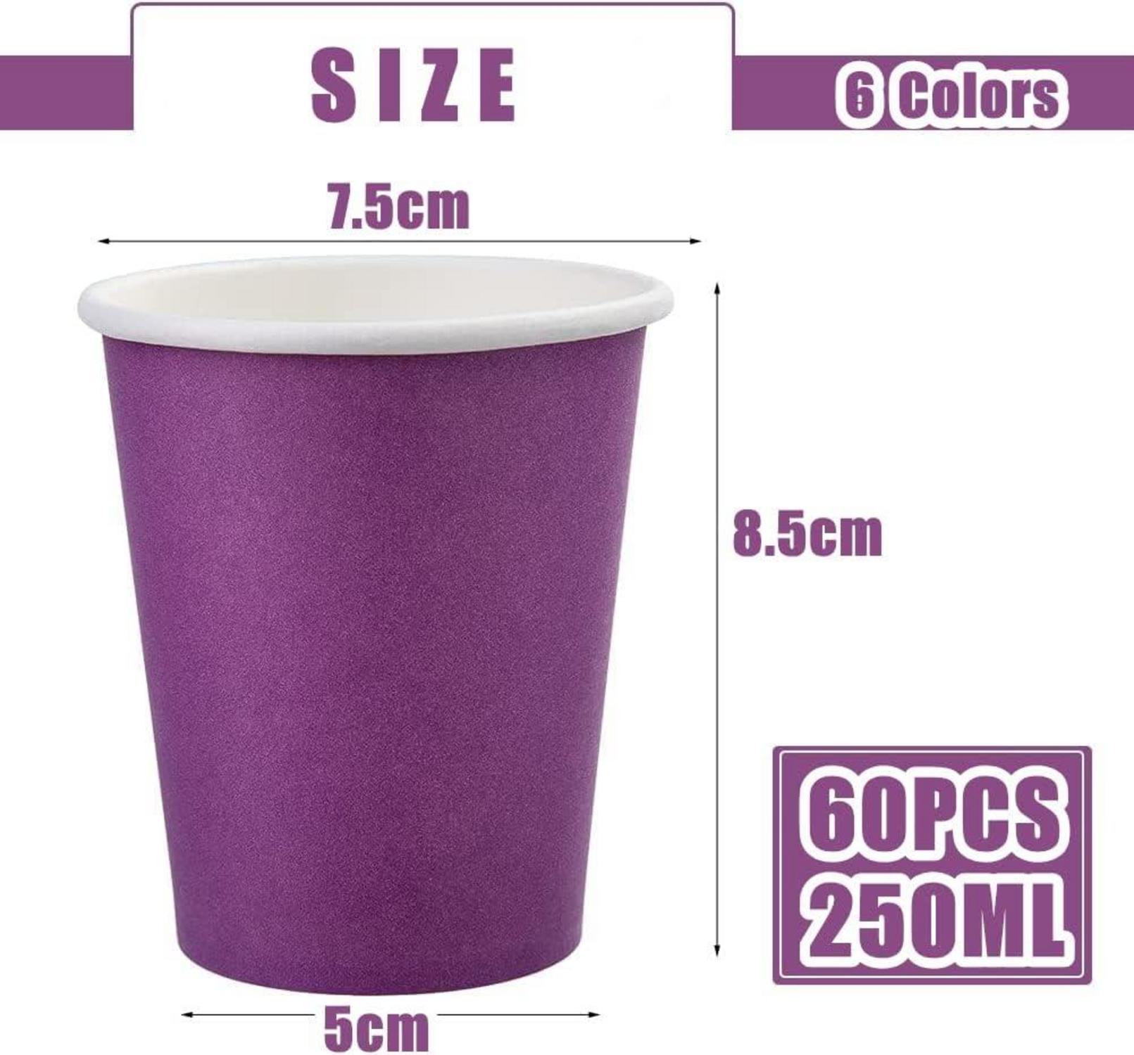 60 Stück Einweg Pappbecher 250ml DIY Partybecher für Feiertage Hochzeit Party