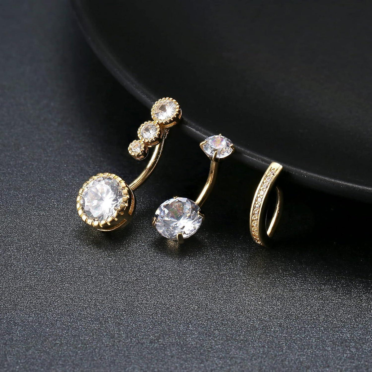 Bauchnabelpiercing 14G 316L Edelstahl mit Opal und Zirkonia, Gold