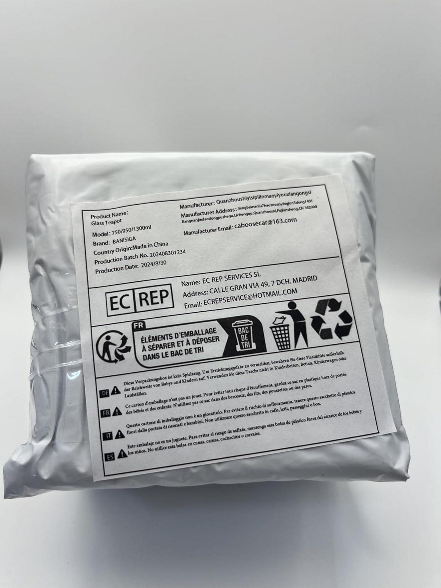 Glas Teekanne mit Siebeinsatz Borosilikatglas 1300ML