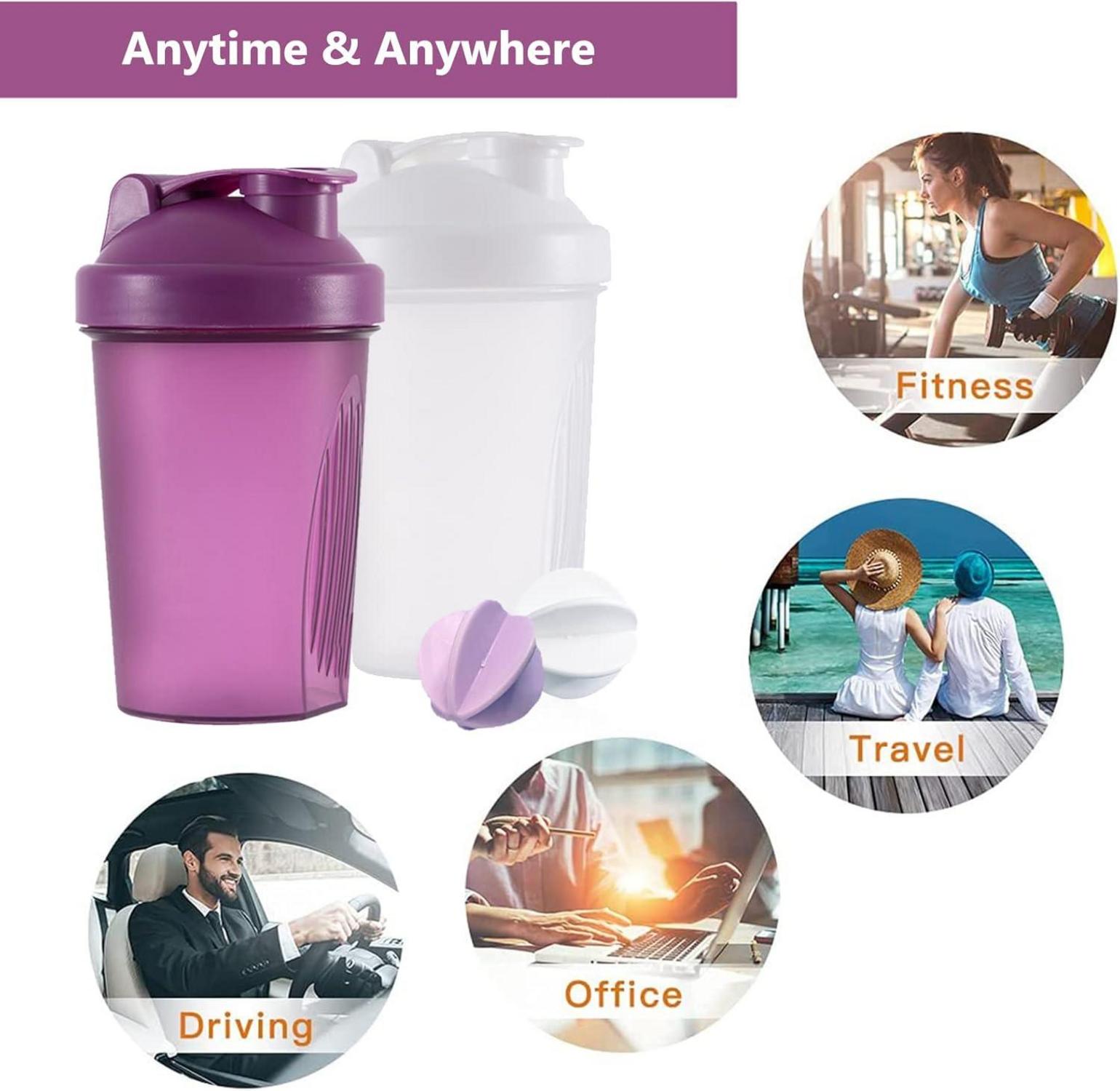 Protein Shaker Flasche 400 ml Auslaufsicher BPA Frei Eiweiß Shaker für Supplement Shakes