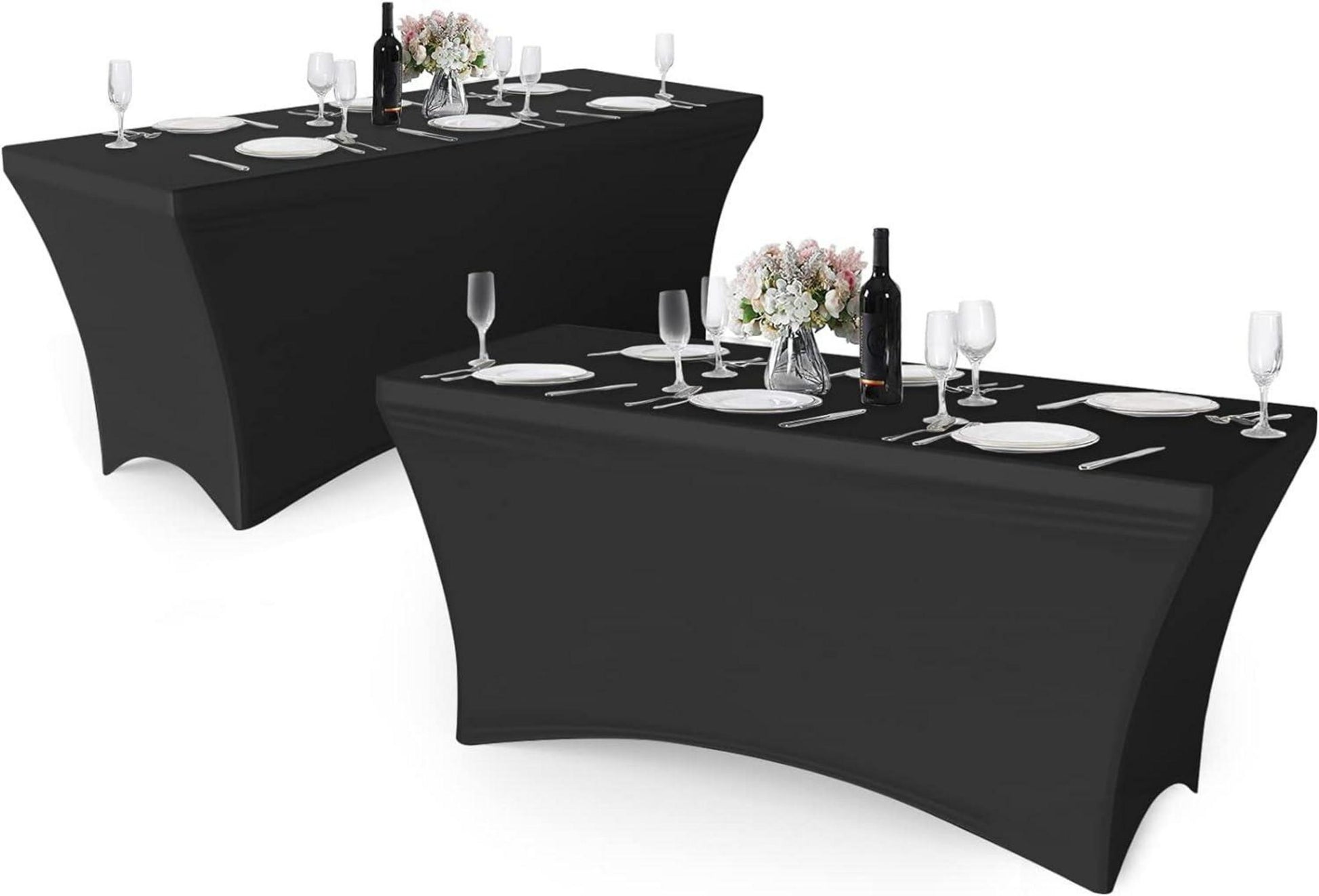 Granbest 2er Pack Fitted 6FT Spandex Tischdecke Schwarz