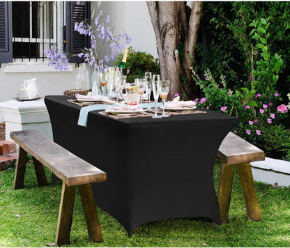 Granbest 2er Pack Schwarze 6FT Fitted Spandex Tischdecke für