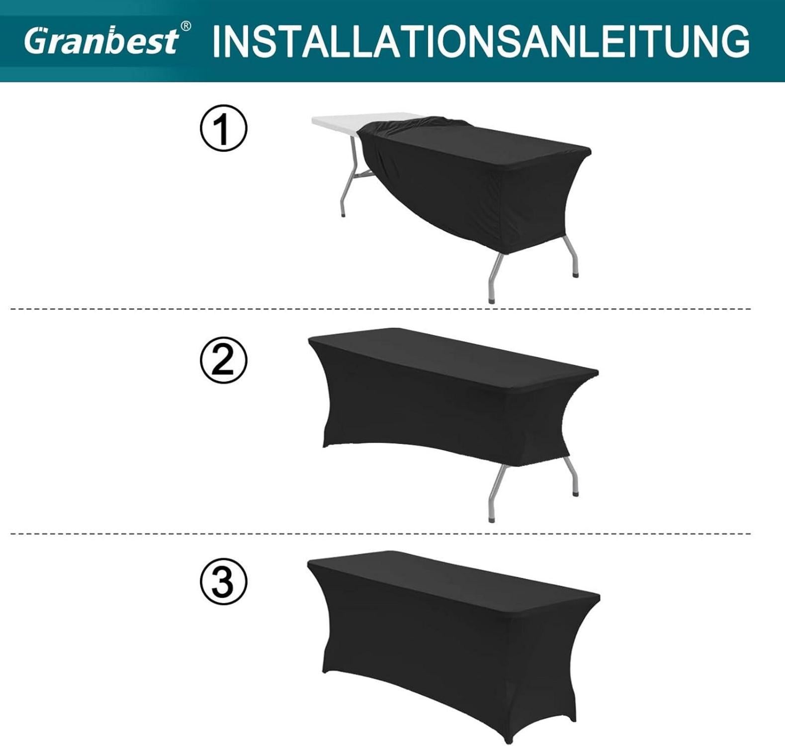 2er Pack Fitted 6FT Spandex Tischdecke Schwarz - Elastische