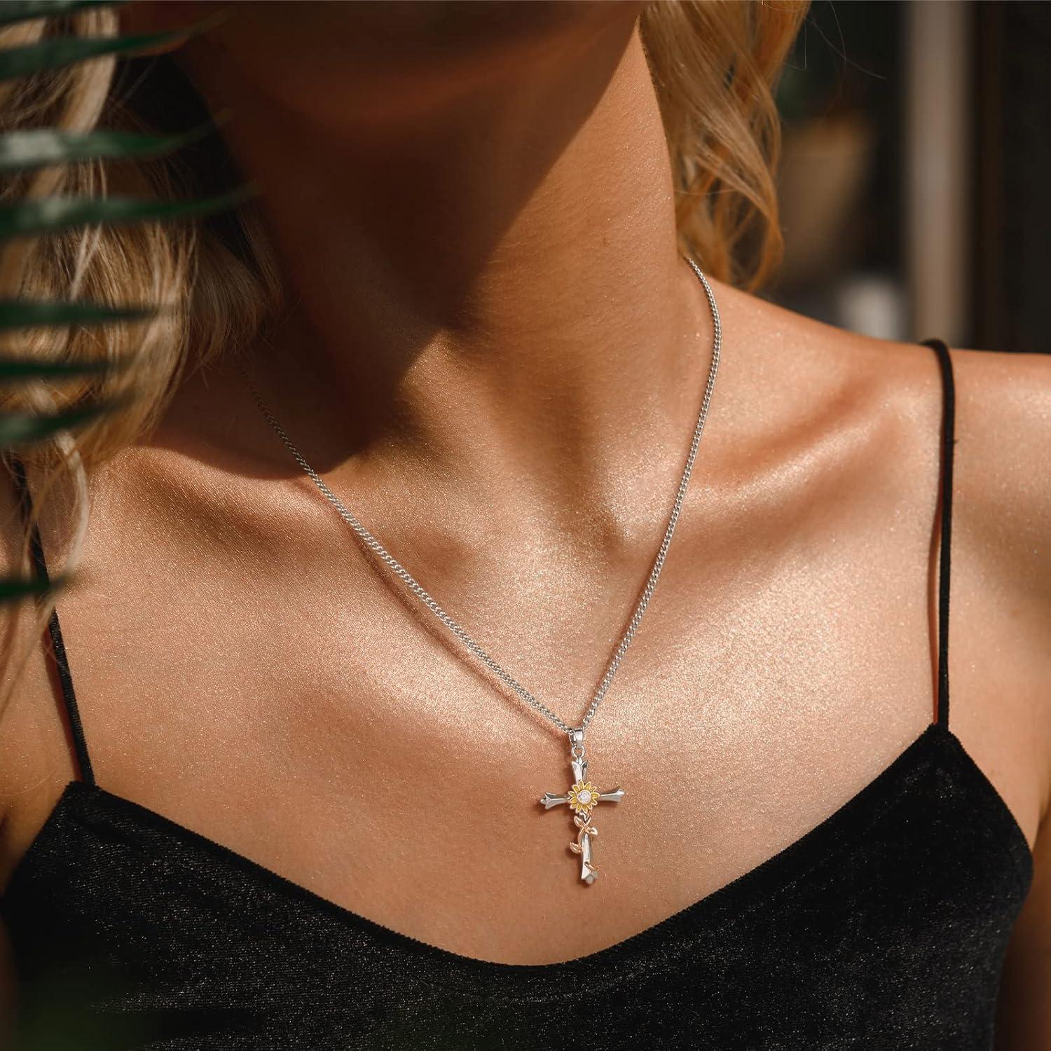 Kreuz Kette Halskette für Frauen Religiöser Glaube Geschenk