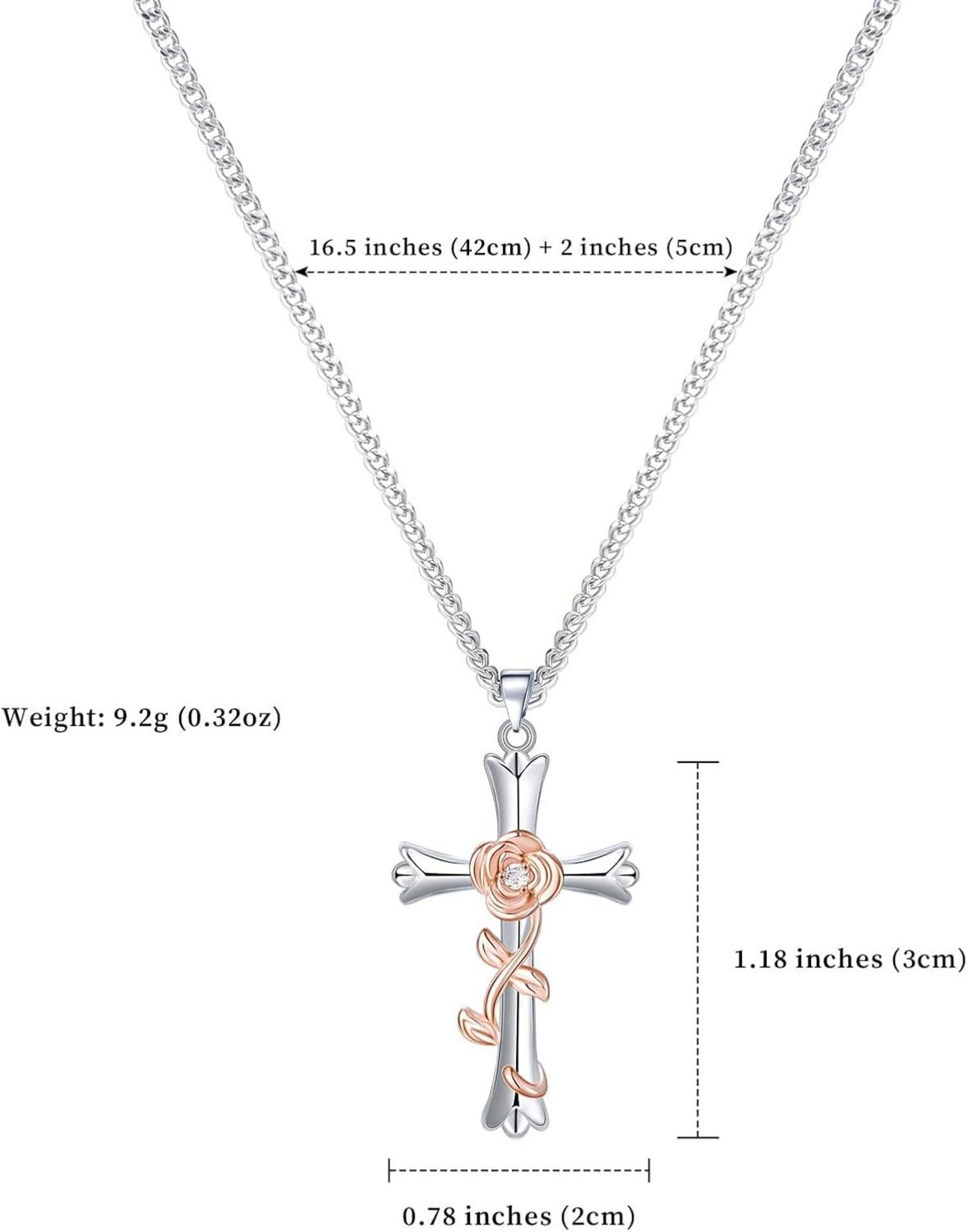 Kreuzkette Halskette Frauen Religiöser Glaube Rosegold 3cm