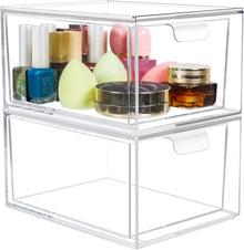 Kosmetik-Organizer mit Schubladen aus Acryl, stapelbar, 2 Stücke