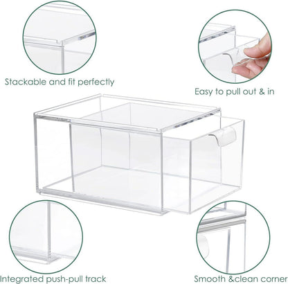 Greentainer Acryl Kosmetik-Organizer mit Schubladen, stapelbar, 2 Stücke