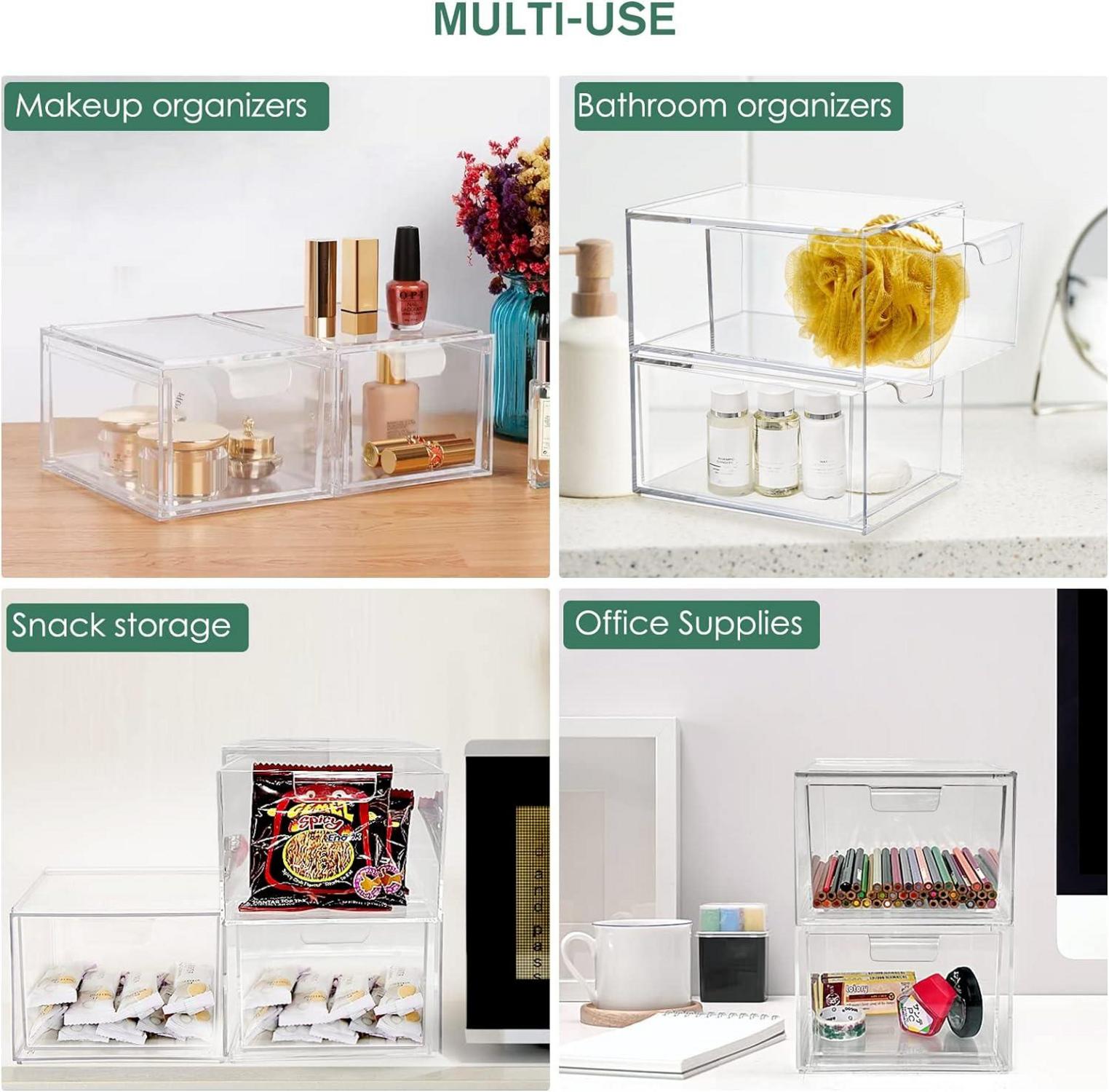 Transp. Acryl Make-up Organizer, Schubladen, 2er Set, Badezimmer