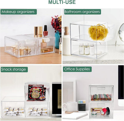 Transp. Acryl Make-up Organizer, Schubladen, 2er Set, Badezimmer