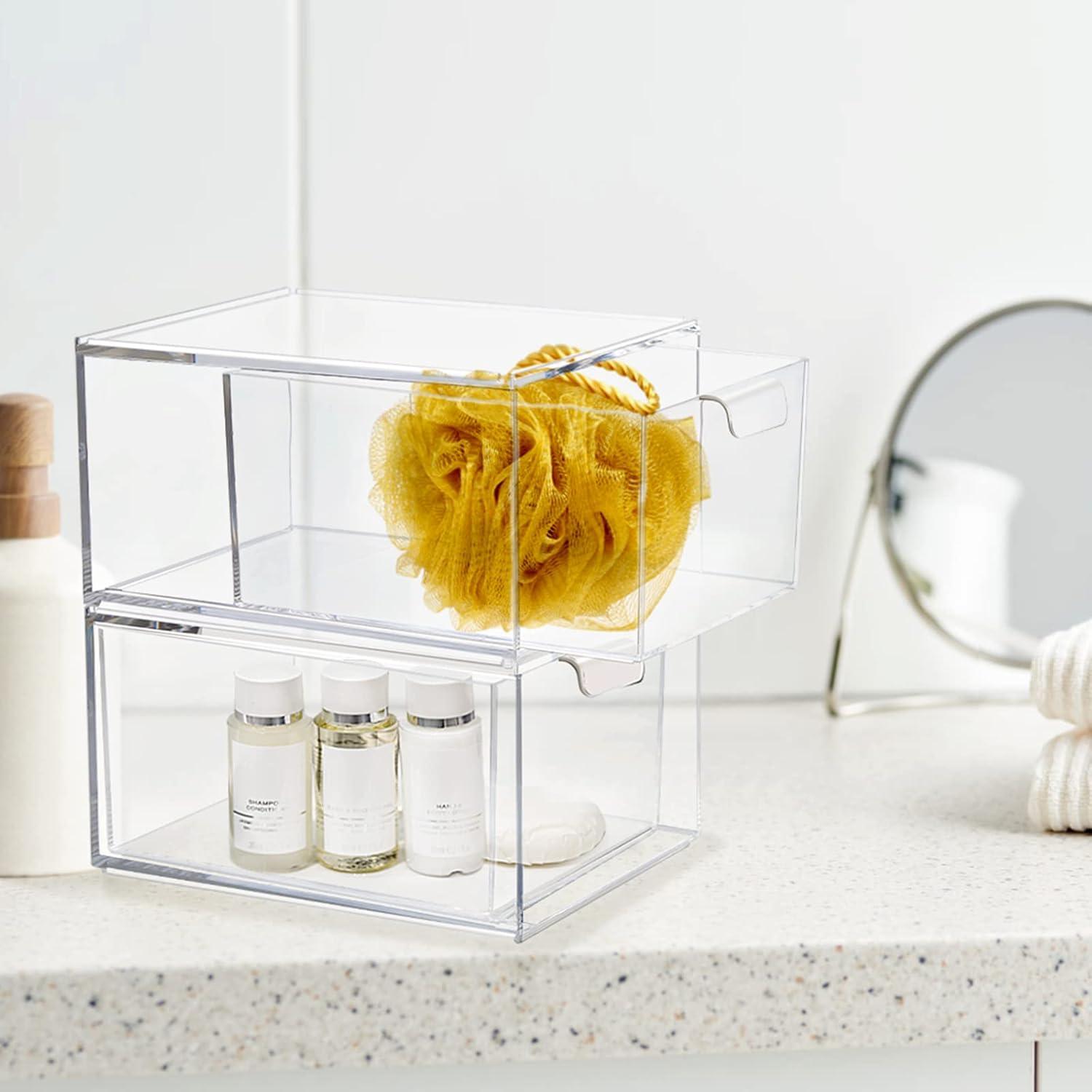 Greentainer Acryl Kosmetik-Organizer mit Schubladen, stapelbar, 2 Stücke