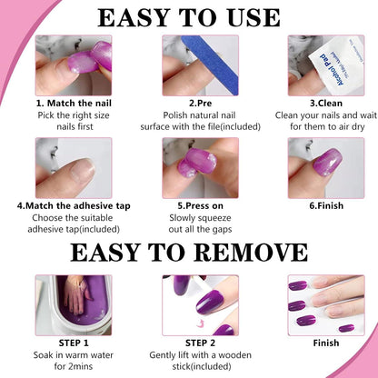 Ceboic 24 Stück Lange Press on Nails Glitter Ballerina Französische