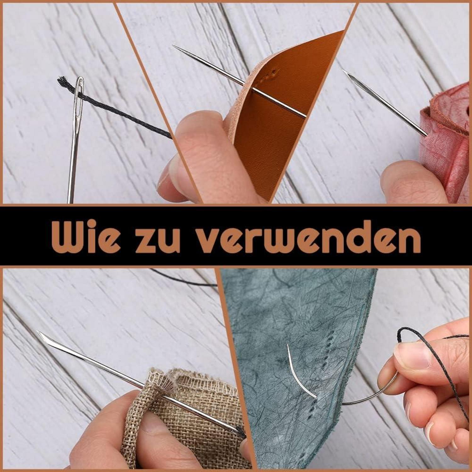 150m Lederfaden Set inkl. Nähnadeln Schwarz - DIY Lederhandwerk