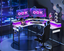 ODK Gaming Schreibtisch LED Monitorablage 129x129 cm