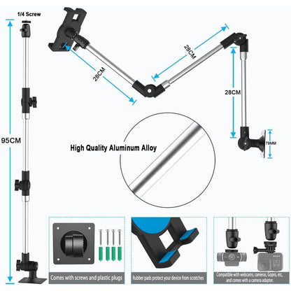 Faltbarer Tablet Wandhalterung mit Langem Arm & 360° Drehung