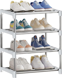 Schuhregal 4 Ebenen Organizer Flur Aufbewahrung White