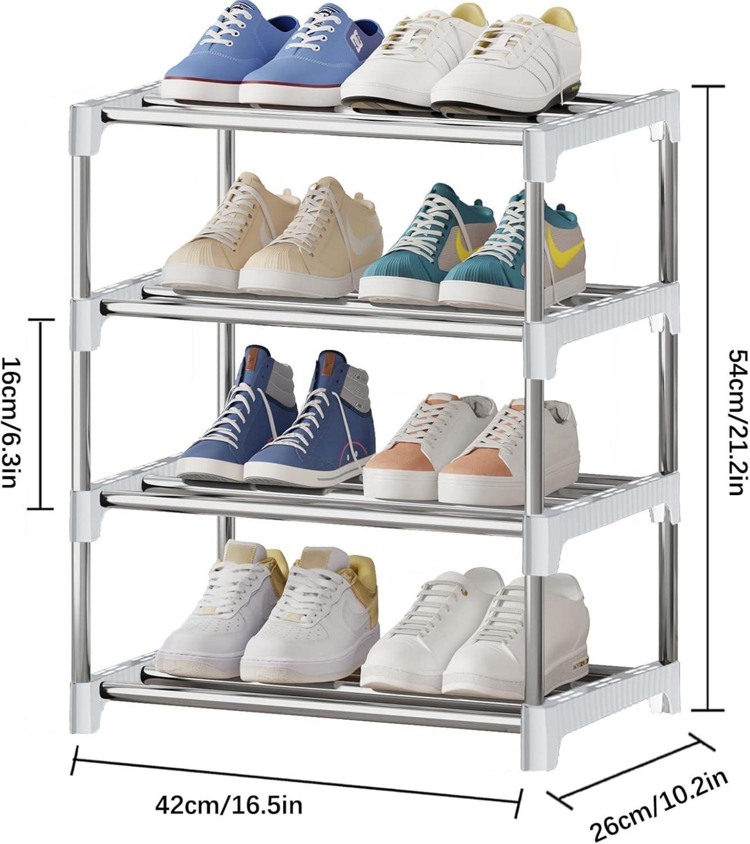 Schuhregal 4 Ebenen Organizer Flur Aufbewahrung White