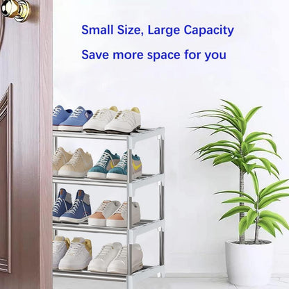 NIAWECAN Kleines stapelbares Schuhregal 4 Ebenen Organizer