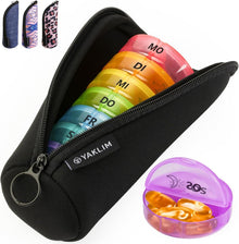 Pillendose 7 Tage Tablettenbox 2 Fächer Organizer Schwarz