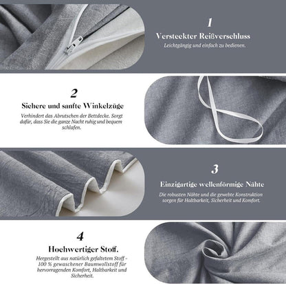Bettwäsche-Set 200x200 Baumwolle Dunkelgrau Stone Washed