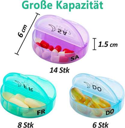 Pillendose 7 Tage Tablettenbox Organizer Tragbar für