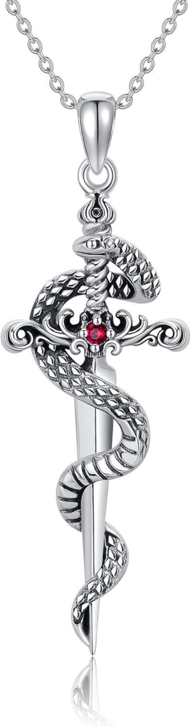 Silber Schlange Schwert Halskette Gothic Schmuck Frauen