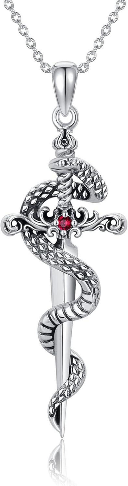 Silber Schlange Schwert Halskette Gothic Schmuck Frauen
