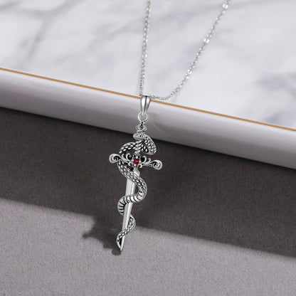 Schwert Schlange Halskette Sterling Silber Gotischer Schmuck