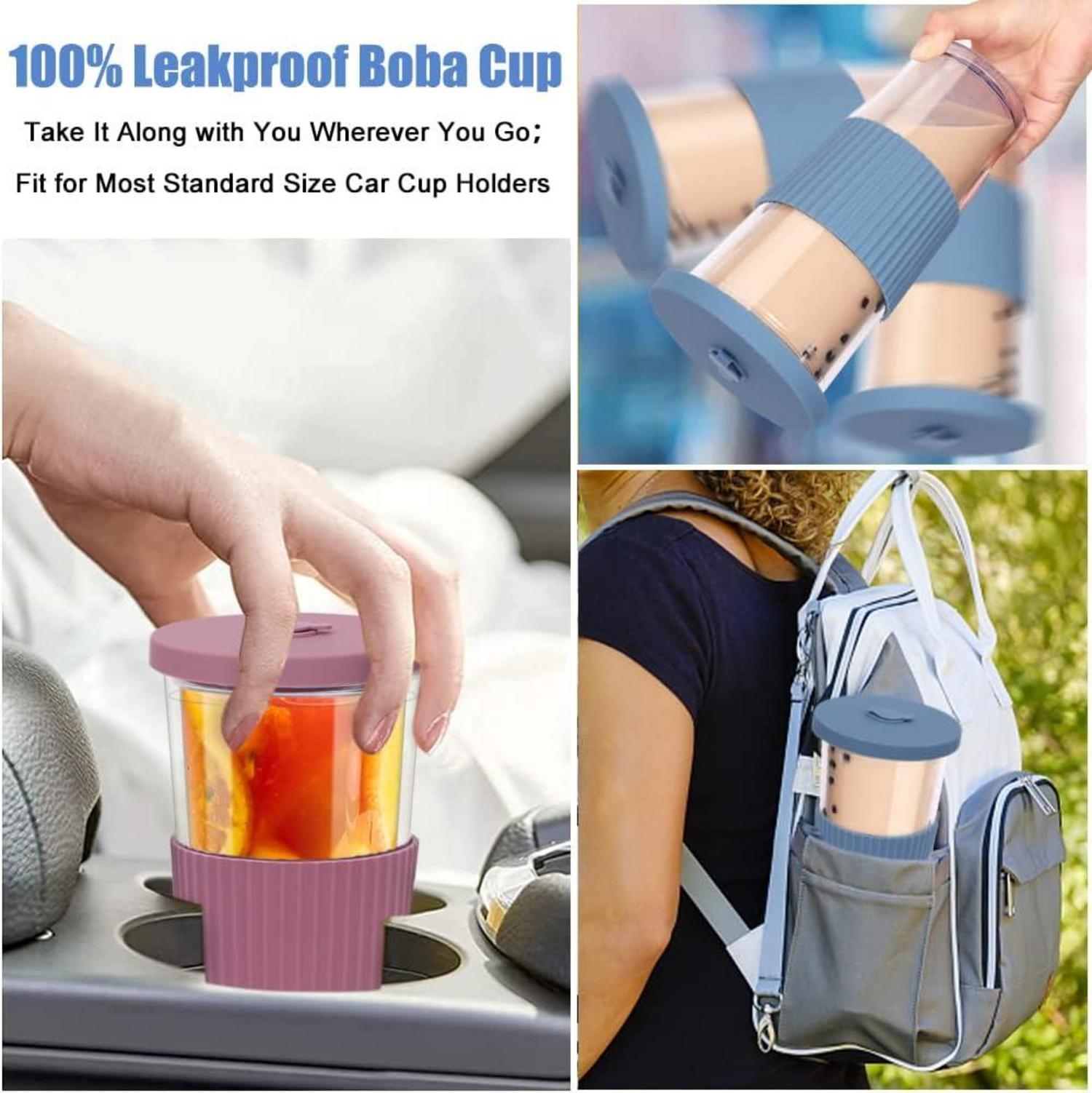 24oz Bubble Tea Becher mit Strohhalm, Auslaufsicher, 2er Set