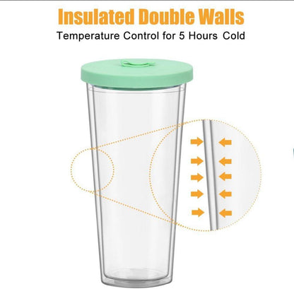 Bubble Tea Becher Set 2er 24oz Doppelwandig Isoliert Orange Hellgrün