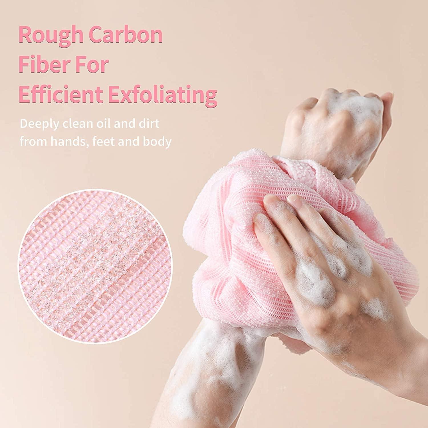 2er Pack Rückenschrubber Peelinghandschuh Luffa Schwamm Duschschwamm - Pink