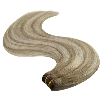 Echthaar Tressen Ombre Braun Blond 55cm zum Einnahen