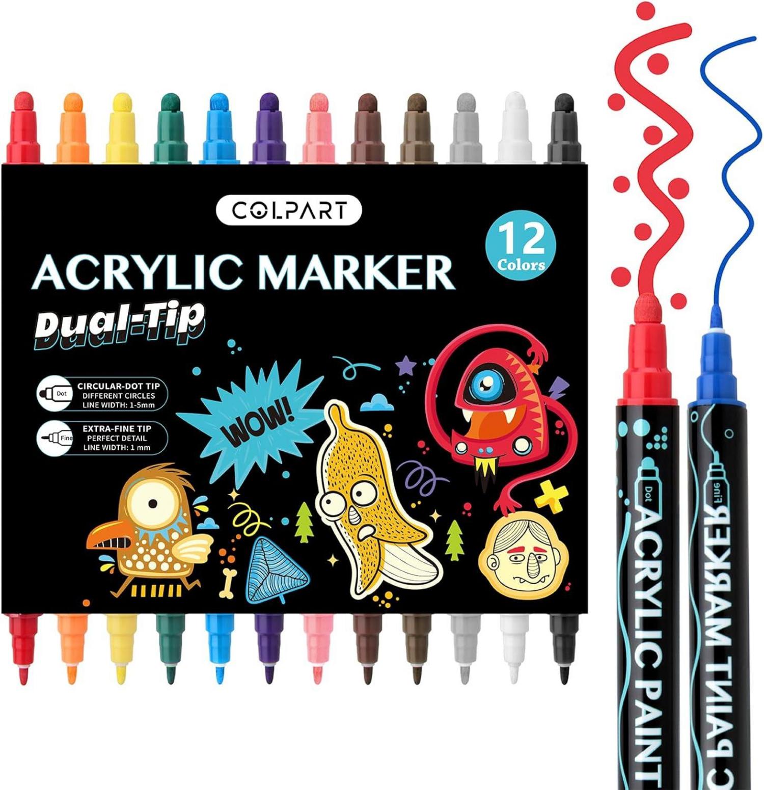 Acrylstifte Wasserfest Dual Tip 12 Acrylfarben Stifte Permanent