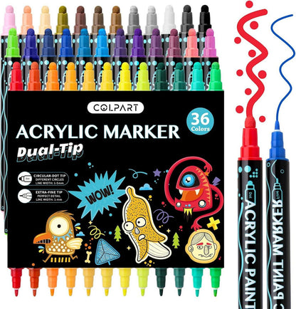 Acrylstifte Wasserfest 36 Farben Dual Tip Acrylfarben Permanent Stifte
